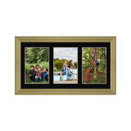 AK Frames 40X20Cm Gold Classic Multi Photo Frame With Black Mount - Holds 3 Apertures (3X) 6X4 Photos - thumbnail 1