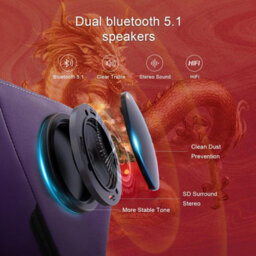 Luckracer Gaming Chair With Bluetooth Speakers And Footrest, Ergonomic Computer Chair Heavy Duty Lumbar Support Chair, Purple - thumbnail 4