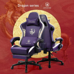 Luckracer Gaming Chair With Bluetooth Speakers And Footrest, Ergonomic Computer Chair Heavy Duty Lumbar Support Chair, Purple - thumbnail 3