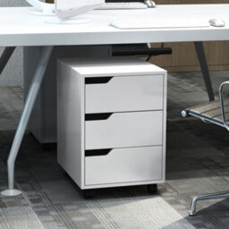 HOMCOM Mdf Mobile File Cabinet W/ 3 Drawers Locking Wheels Metal Rails White - thumbnail 7