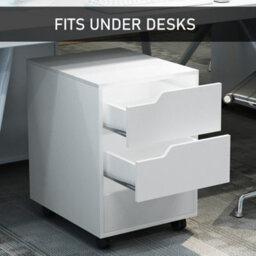 HOMCOM Mdf Mobile File Cabinet W/ 3 Drawers Locking Wheels Metal Rails White - thumbnail 5