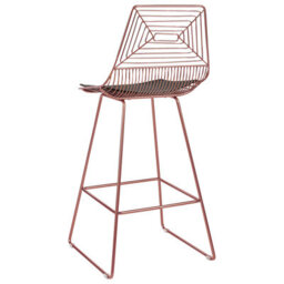 Beliani Set Of 2 Rose Gold Metal Bar Stools Set With Faux Leather Seat - thumbnail 5