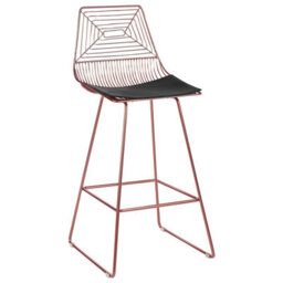 Beliani Set Of 2 Rose Gold Metal Bar Stools Set With Faux Leather Seat - thumbnail 4