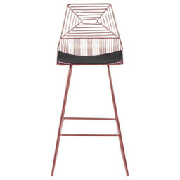 Beliani Set Of 2 Rose Gold Metal Bar Stools Set With Faux Leather Seat - thumbnail 2