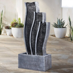 01-Straight Waterfall Garden Water Feature Outdoor Led Fountain Straight Waterfall Cascading Bowls - thumbnail 4