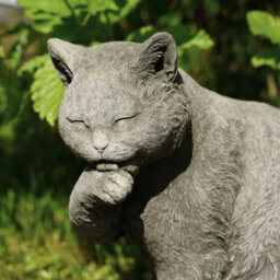 Burgess Preening Cat Stone Statue Animal Kitten Outdoor Garden Ornament Decoration British Made Sculpture - thumbnail 2