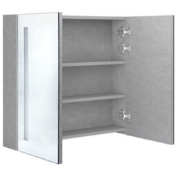 Berkfield Led Bathroom Mirror Cabinet Concrete Grey 62X14X60 Cm - thumbnail 4