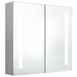 Berkfield Led Bathroom Mirror Cabinet Concrete Grey 62X14X60 Cm - thumbnail 2