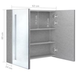 Berkfield Led Bathroom Mirror Cabinet Concrete Grey 62X14X60 Cm - thumbnail 8