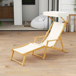Costway Foldable Beach Lounge Chair Outdoor Camping Chair With Adjustable Canopy - thumbnail 4