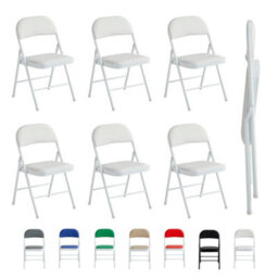 Mcc Direct Set Of 6 Folding Dining Chairs With Metal Frame And Padded Seats White - thumbnail 7