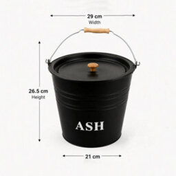 12L Metal Ash Bucket With Lid Fireplace Coal Bin Skuttle Bbq Fire Log Storage - thumbnail 2
