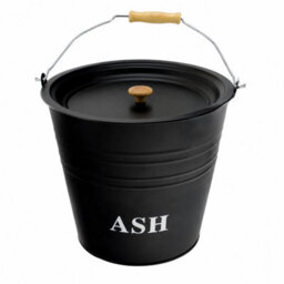 12L Metal Ash Bucket With Lid Fireplace Coal Bin Skuttle Bbq Fire Log Storage - thumbnail 1