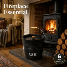 12L Metal Ash Bucket With Lid Fireplace Coal Bin Skuttle Bbq Fire Log Storage - thumbnail 6