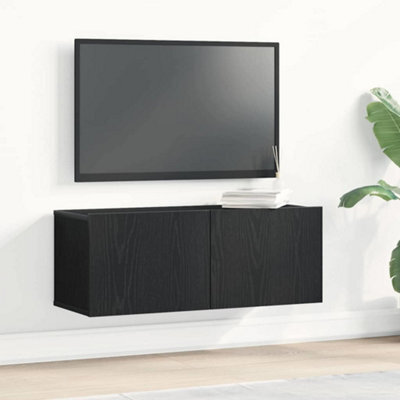 Walplus Tv Cabinets 2 Pcs Black Oak 80 X 30 X 30 Cm Engineered Wood - image 1