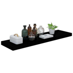 Berkfield Floating Wall Shelf High Gloss Black 90X23.5X3.8 Cm Mdf - thumbnail 3