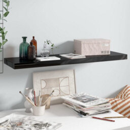 Berkfield Floating Wall Shelf High Gloss Black 90X23.5X3.8 Cm Mdf