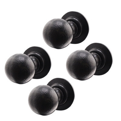 Afit Black Iron Door Knobs - 2 Pairs Of Cast Iron Antique Ball Mortice Knobs - image 1