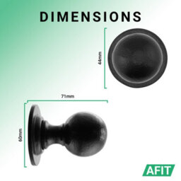 Afit Black Iron Door Knobs - 2 Pairs Of Cast Iron Antique Ball Mortice Knobs - thumbnail 3
