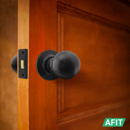 Afit Black Iron Door Knobs - 2 Pairs Of Cast Iron Antique Ball Mortice Knobs - thumbnail 5