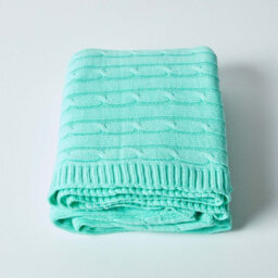 Homescapes Cotton Cable Knit Pastel Green Throw, 150 X 200 Cm - thumbnail 3