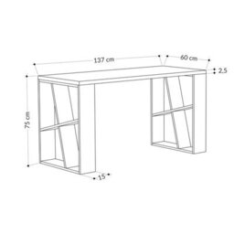 Decortie Honey Modern Desk With Integrated Bookshelf Storage White Mocha Grey 137Cm - thumbnail 3
