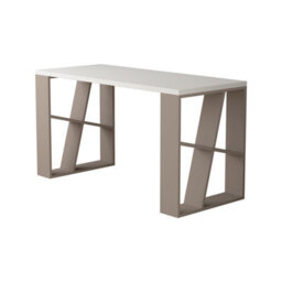 Decortie Honey Modern Desk With Integrated Bookshelf Storage White Mocha Grey 137Cm - thumbnail 2