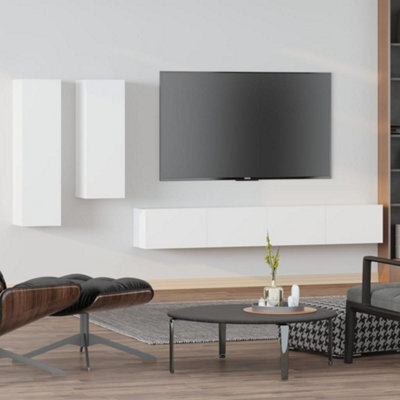 Berkfield 4 Piece Tv Cabinet Set White Engineered Wood - image 1