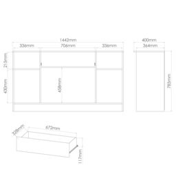 Varese 1 Drawer 4 Door Matt Kashmir Oak Effect Storage Cabinet (H)78.5Cm X (W)144.2Cm X (D)40Cm - thumbnail 9
