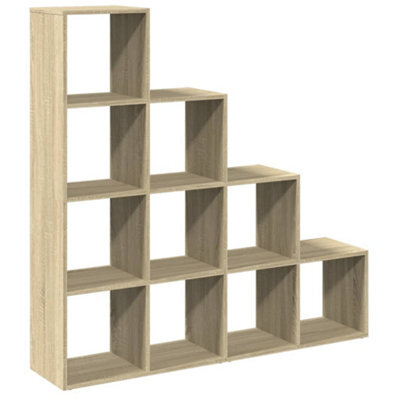 Berkfield Durable Room Divider Bookcase 4-Tier Sonoma Oak 131.5X29X131.5 Cm Engineered Wood