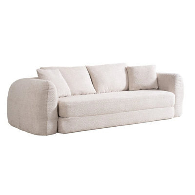 Beige Modular Chaise Sofa Set With Storage, Square Ottoman, - image 1