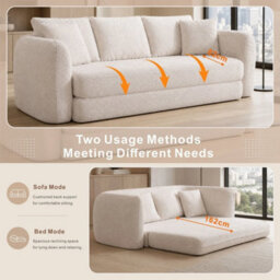 Beige Modular Chaise Sofa Set With Storage, Square Ottoman, - thumbnail 5