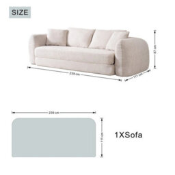 Beige Modular Chaise Sofa Set With Storage, Square Ottoman, - thumbnail 2
