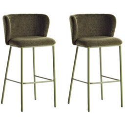 Beliani Set Of 2 Bar Chairs Mina Ii Green - thumbnail 4