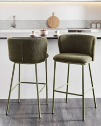 Beliani Set Of 2 Bar Chairs Mina Ii Green - thumbnail 2