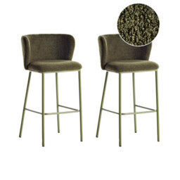 Beliani Set Of 2 Bar Chairs Mina Ii Green