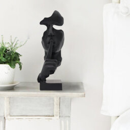 Huhote Elegant Abstract Thinker Statue Black Resin Sculpture For Home Office Decoration Table Decor Home Ornament Ponder Statue - thumbnail 4