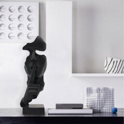 Huhote Elegant Abstract Thinker Statue Black Resin Sculpture For Home Office Decoration Table Decor Home Ornament Ponder Statue - thumbnail 5