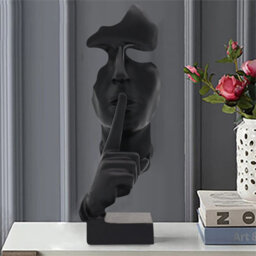 Huhote Elegant Abstract Thinker Statue Black Resin Sculpture For Home Office Decoration Table Decor Home Ornament Ponder Statue - thumbnail 1