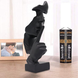 Huhote Elegant Abstract Thinker Statue Black Resin Sculpture For Home Office Decoration Table Decor Home Ornament Ponder Statue - thumbnail 3