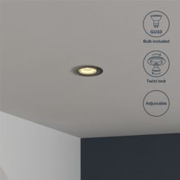 GoodHome Salk Brushed Chrome Nickel Effect Adjustable Led Warm White Downlight 4.8W Ip20 - thumbnail 7