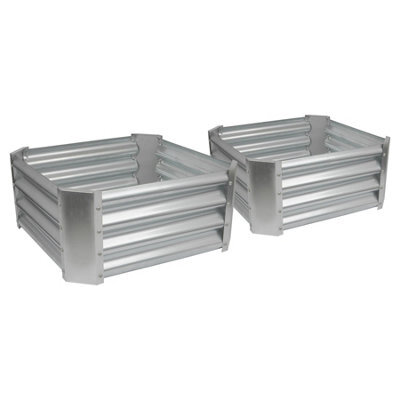 Harbour Housewares Raised Garden Beds - 2X Silver Square Bottomless Metal Raised Bed Galvanised Steel Planter Box 60 X 60Cm - image 1