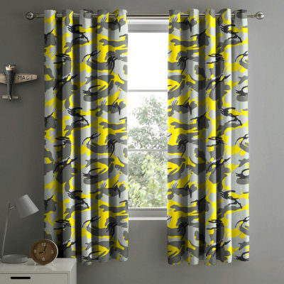 Velosso Camouflage Eyelet Curtains - Yellow