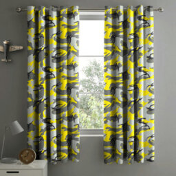 Velosso Camouflage Eyelet Curtains - Yellow
