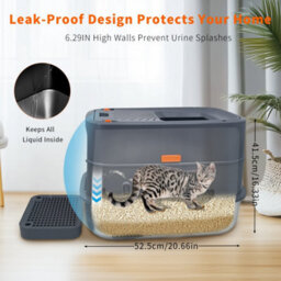 Bingopaw 58X42X42Cm Stainless Steel Cat Litter Box With Lid Enclosed Removable Litter Tray Big Pan - thumbnail 3