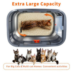 Bingopaw 58X42X42Cm Stainless Steel Cat Litter Box With Lid Enclosed Removable Litter Tray Big Pan - thumbnail 6
