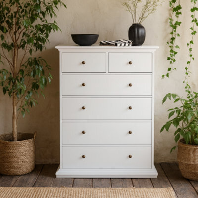 Wyld Haus Osaka Tall Farmhouse Chest Of 6 Drawers White - image 1