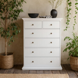 Wyld Haus Osaka Tall Farmhouse Chest Of 6 Drawers White