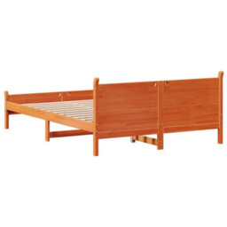 Berkfield Bed Frame Without Mattress Wax Brown 135X190 Cm Double Solid Wood Pine - thumbnail 6