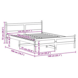 Berkfield Bed Frame Without Mattress Wax Brown 135X190 Cm Double Solid Wood Pine - thumbnail 9